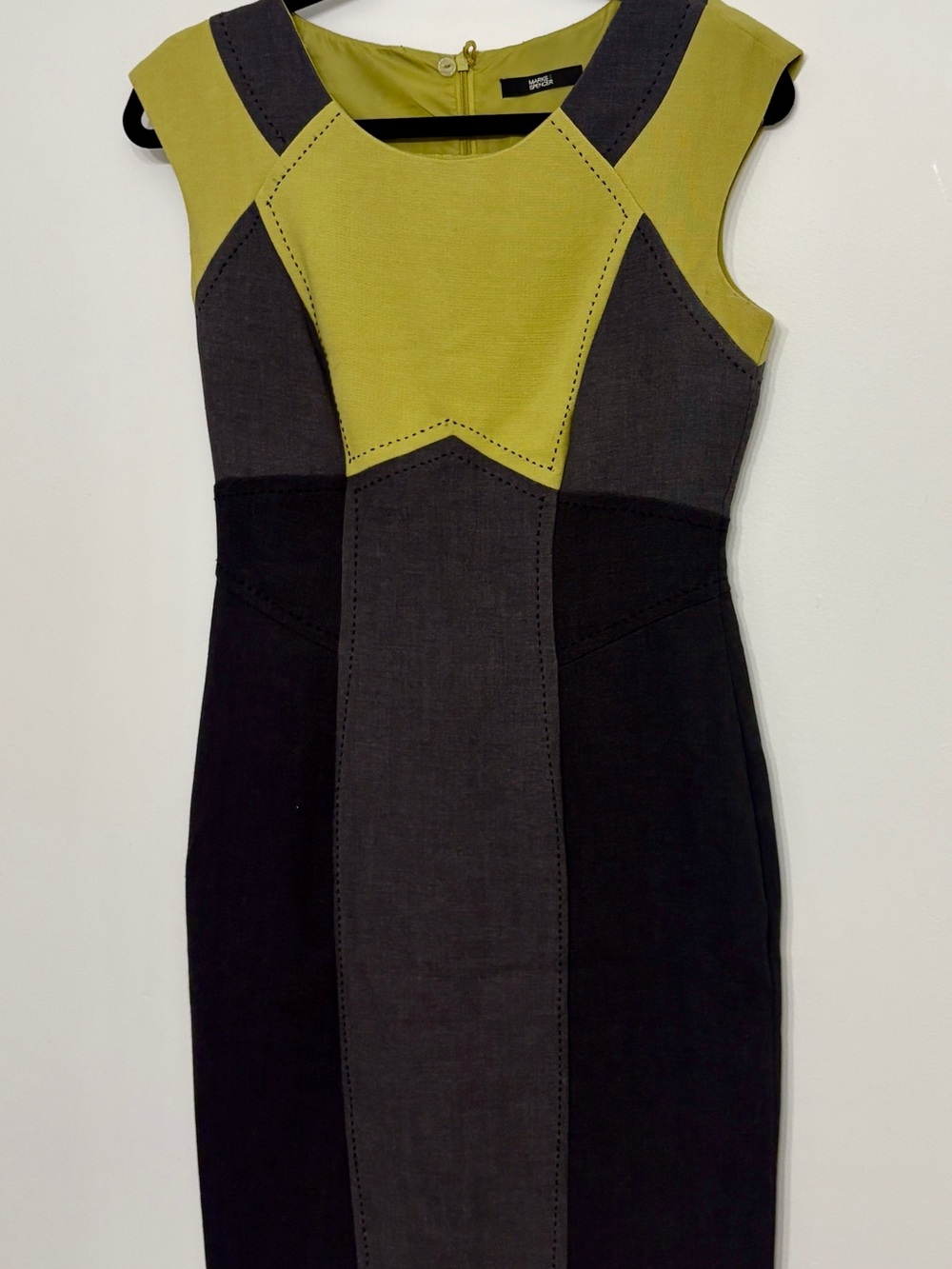 Marks & Spencer Green, Charcoal and Black Panel Sheath Dress